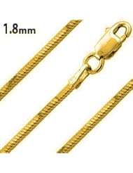 14K Gold Plated Silver Snake Chain 1.8mm (16", 18" 20" 22" 24" 30" Inch Lengths)