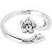 Solid 14K White Gold .05 Carat Genuine Diamond Flower Toe Ring