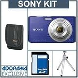 Sony Cyber-Shot DSC-W610 Digital Camera Kit - Blue - with 8GB SD Memory Card, Camera Case, Table Top Tripod