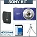 Sony Cyber-Shot DSC-W610 Digital Camera Kit - Blue - with 8GB SD Memory Card, Camera Case, Table Top Tripod