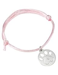 14K White-Gold Complete Bracelet With .02 Ct Pink Cord 06.50-08.00 Inch by US Gems