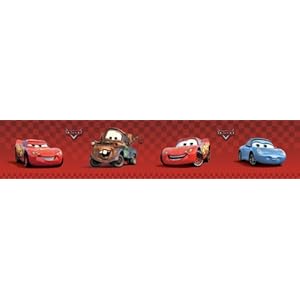 Disney Pixar Cars Wallpaper on Disney Pixar Cars Wallpaper Border 4  Red Self Adhesive  Amazon Co Uk