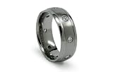 Satin High Polish Titanium Ring with 8 CZ 8mm