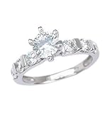 Sterling Silver Rhodium Engagement Ring with Clear CZ - Size: 6-9