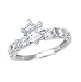 Sterling Silver Rhodium Engagement Ring with Clear CZ - Size: 6-9