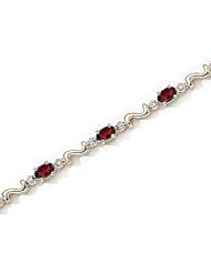 14kt Yellow Gold Oval Garnet and Diamond Bracelet