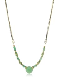 Lulu Designs "Lotus Leaf" Double Chain and Chrysoprase Bead Necklace
