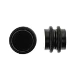 No Piercing Required - High Quality Anodized Black Stainless Steel Magnetic Fake Plugs - Imitation 0G with rubber bands - Strong Magnets - Sold as a Pair