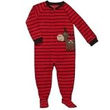 Carters Red Striped Moose Footed Fleece Pajamas