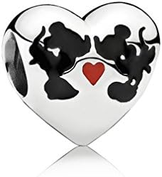 Qinger Disney Charm Minnie and Mickey Kiss For Pandora Bracelet Beads 791443ENMX