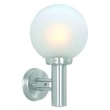 Wales 1 outdoor wall light - stainless steeel with white satin glass - by Eglo Lighting