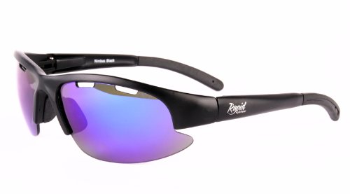 TR90 SPORT SUNGLASSES Nimbus FT (Black), INTERCHANGEABLE Blue, POLARISED and LOW LIGHT LENSES for Running, Cycling, Tennis, Rowing, Sailing etc For Men and Women. UVA / UVB Protection