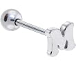 M Letter Initial Steel Barbell Tongue Ring