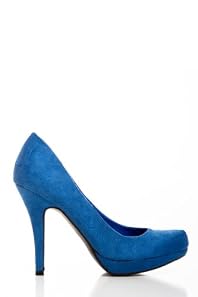 Faux Suede Platform Pumps in Blue