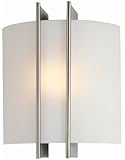 Lite Source LS-1673 Checks Polished Steel 60-watt Wall Sconce with Frost Glass Shade