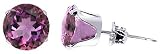 Sterling Silver 11 MM Round Amethyst Cubic Zirconia Stud Post Friction Back Earrings