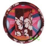 Hawaiian Steering Wheel Cover and Shoulder Pad - Red Hawaii Hibiscus Floral Print