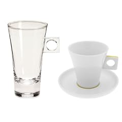 Nescaf� Dolce Gusto Vorteils-Set, Latte Macchiato Glas + Cappuccino Tasse mit Untertasse