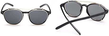 UV sunglasses tide retro fashion rivet double flip glasses sunglasses (Black-rimmed gray tablets)