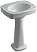 KOHLER 2338-4-95 Bancroft 24" Pedestal Bathroom Sink with 4" Center Set Faucet Holes, Ice Grey