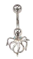 Blue Crystal Octopus Sea Barbell Body Jewelry Piercing