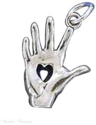 Sterling Silver 3D Claddagh Like Heart In Hand Charm