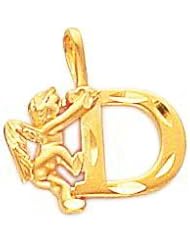 14K Gold Angel Initial Letter D Charm FindingKing