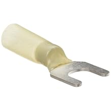 Morris Products 12268 Spade Terminal, Heat Shrinkable, Yellow, 12-10 Wire Size, #1/4 Stud Size  (Pack of 100)