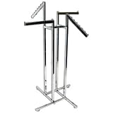 Chrome 4-Way Clothing Rack with 2 Straight & 2 Slant Blade Arms
