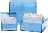 WEDO Karteikasten A8 quer, blau-transparent, bestückt VE=1