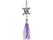 SKULL WITH PURPLE BEADS CELL PHONE CHARM - RETAIL PACKAGING