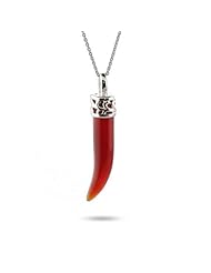Sterling Silver Carnelian Horn Necklace