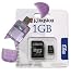 Secure Digital (SD) Multimedia Mobility Combo Kit of Kingston 1GB microSD, SD Adapter and USB (Secure Digitial) SD High Speed Purple Color Card Reader / Writer