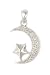Sterling Silver Muslim Star and Crescent Pendant with Cubic Zirconia Accents