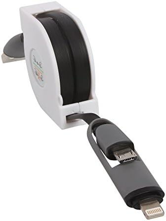 Focusled 3X Retractable Dual USB to Micro USB and Lightning Adapter Charger Data Cable Black for Android Samsung S3/S4/S5/S6 Or iPhone 5/5s 6/6 plus(3PACK)