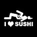 CCI037 - I Love Sushi Funny Decal Vinyl Sticker|Cars Trucks Walls Laptop|WHITE|5.5 In