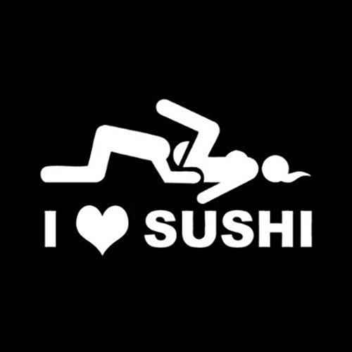 CCI037 - I Love Sushi Funny Decal Vinyl Sticker|Cars Trucks Walls Laptop|WHITE|5.5 In