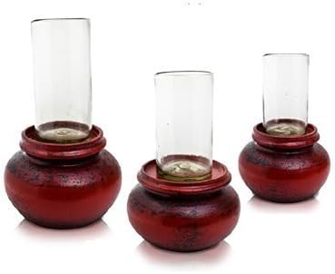 Space Enterprises PP-008 Handmade Decorative Ceramics- Mexican Clay - Set Of 3 Sweet Potato Ball Candleholders