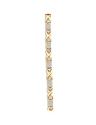 14k Yellow Gold Natural Opal And Diamond Tennis Bracelet