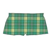 Emerald Green Sparkle Glitter Novelty Plaid Check Flannel Cotton Girl Boxers Mini Itty Bitty Shorts 1 Inseam, Covered elastic waist, 100% cotton, available in 5 adult sizes