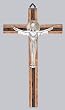 Wooden Crucifix with Silver and Sun - 10" in Height - MADE IN ITALY