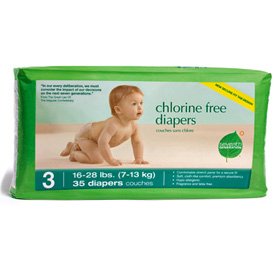 Seventh Generation Baby Diapers Stage 3 (16-28 lbs.) 35 count Chlorine-Free (Pack of 5)