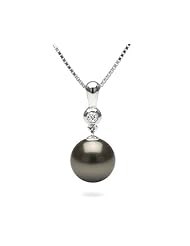 AAA Quality, 10-11mm, Romantic Collection Tahitian Pearl & Diamond Pendant Necklace, 14k Gold