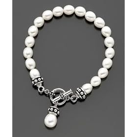 Fresh by Honora Sterling Silver White Cultured Freshwater Pearl Toggle Bracelet