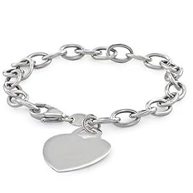 14k White Gold Bracelet with Heart Charm (7) by
