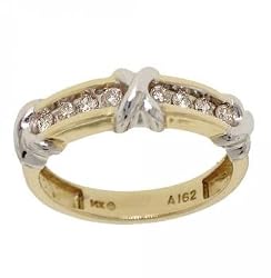 White Diamond Triple X Wedding Anniversary Band Ring in Two Tone 14K Gold