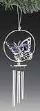 Butterfly Silver Swarovski Ornament Wind Chime Blue