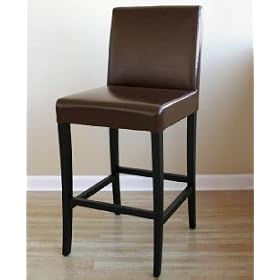Full Leather Durable Wood Frame Bar Stool by Furniture