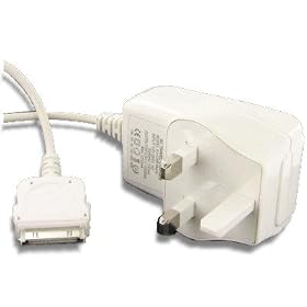 White iPod Mains Charger for NEW iPod Nano 6th Generation 8GB 16GB and NEW iPod Touch 4th Generation 8GB 32GB 64GB. Also for iPhone 4G, 3GS & 3G, iPod nano 4th, 5th Generations & iPod Classic