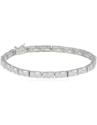 Sterling Silver Simulated Diamond Baguette Tennis Bracelet, 7.5"